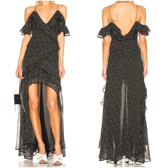Jonathan Simkhai Black Speckle High Low Gown $795 - Picture 1 of 16